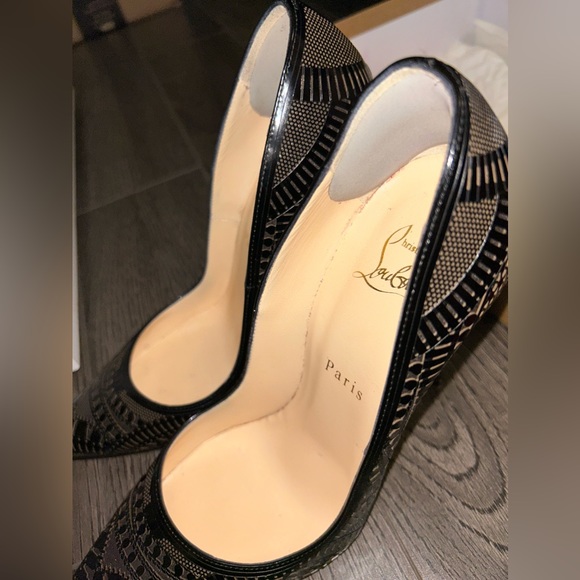 Christian Louboutin Kristali Heels 120 Patent/Suede Burma - Picture 3 of 11